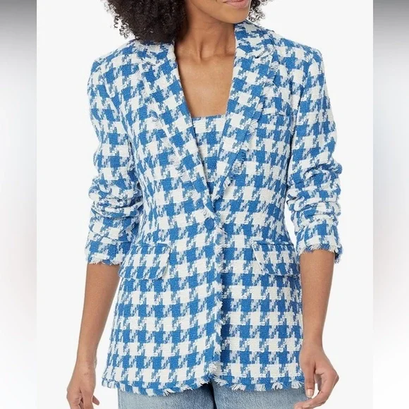 Steve Madden Blazer Blue and White Houndstooth Size Small - Picture 3 of 10